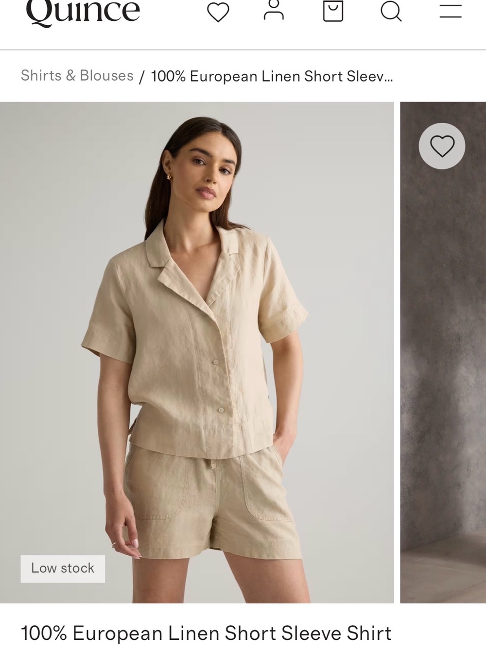 Quince Natural Beige Short Sleeve Linen Shirt